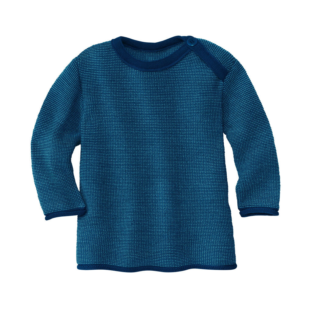 Maglioncino mélange in lana merino bio 0-3 anni // navy/lagoon